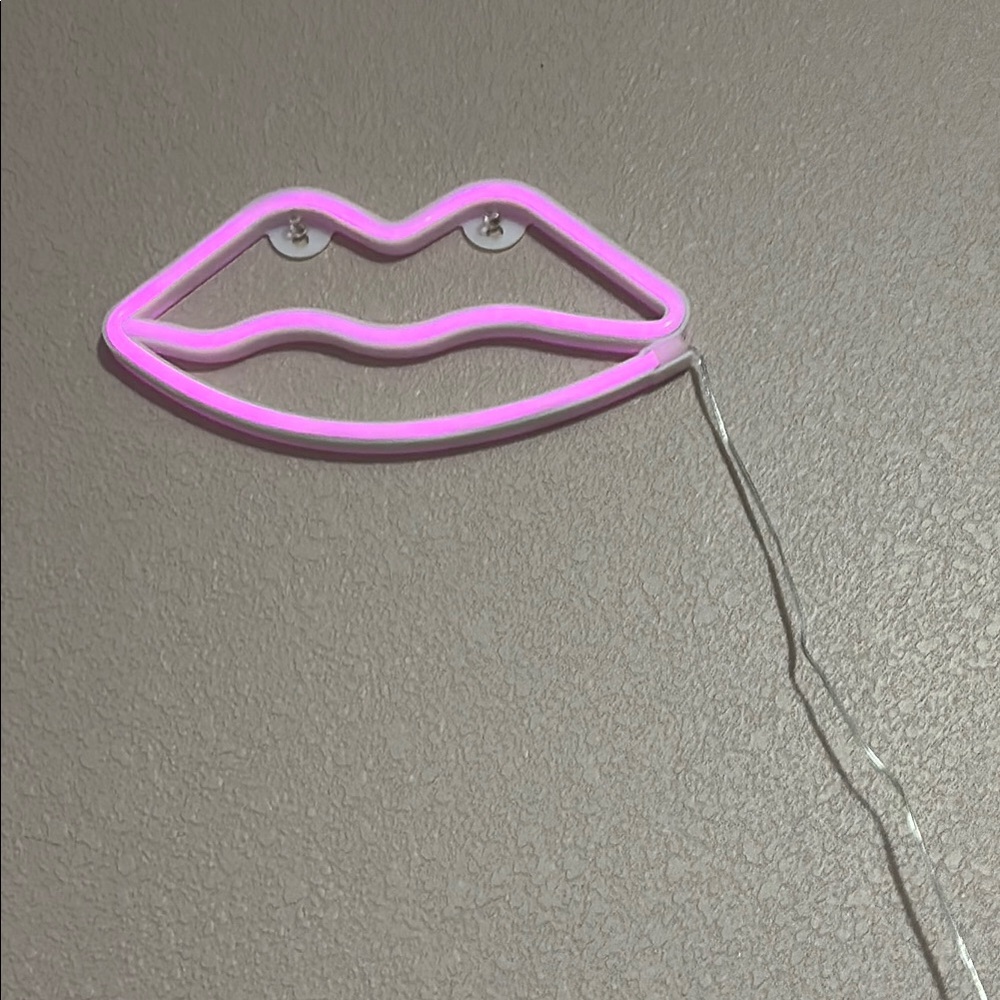 Neon Pink Lip Wall Light